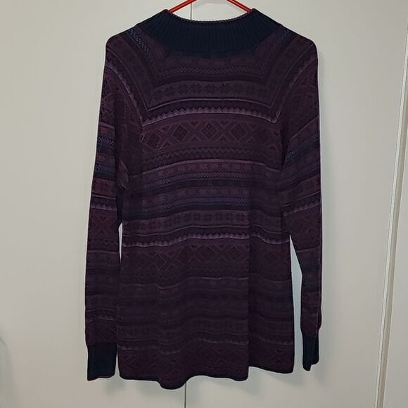 vntge Eddie Bauer men knitted fair isle 1/2 zip navy maroon sweater sz XL y2k - Picture 11 of 16